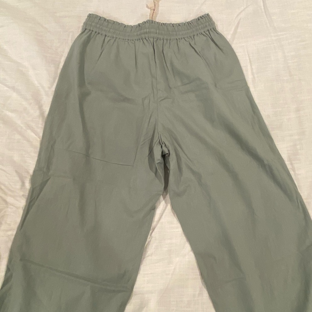 J Crew Linen Cotton Blend Paper Bag Pant Green Size 10 - Picture 6 of 15